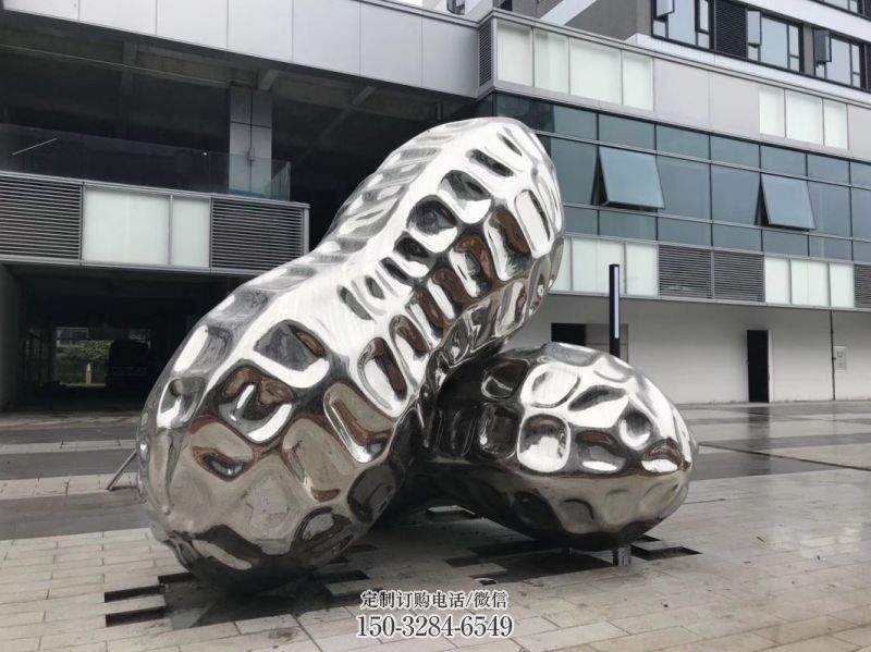 西吉花生雕塑制造，白钢构件，不锈钢花生雕塑提供